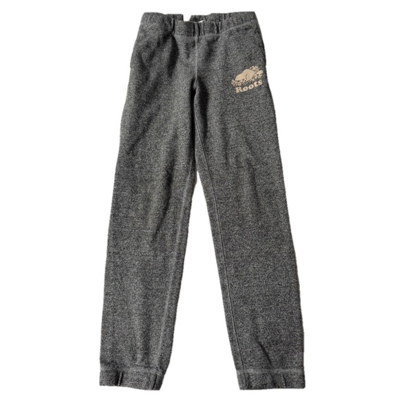 Roots Kids Big Girl Size 10 Salt Pepper Grey Joggers Sweats Track Pants Active - Picture 1 of 8